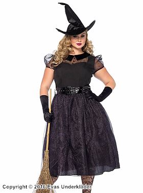Sorceress, costume dress, glitter, puff sleeves, XL to 4XL